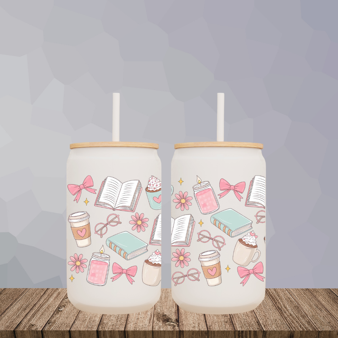 Bookish Cute 16oz Glass Can