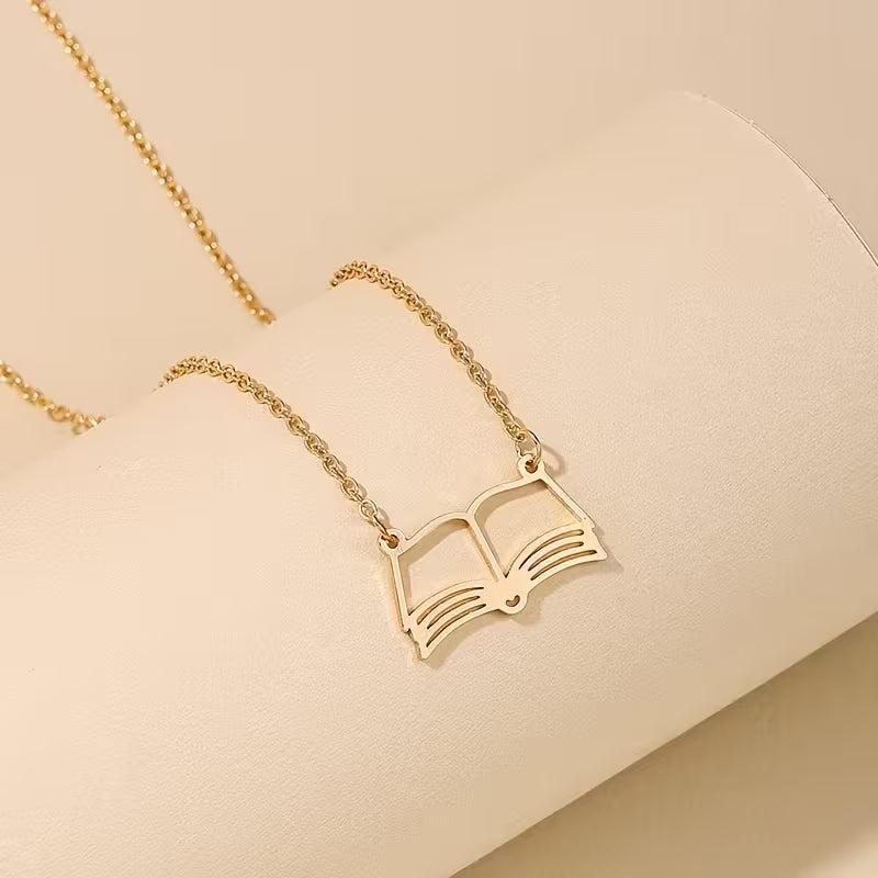 Open Book Pendant Necklace