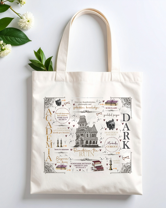 Dark Academia Canvas Tote
