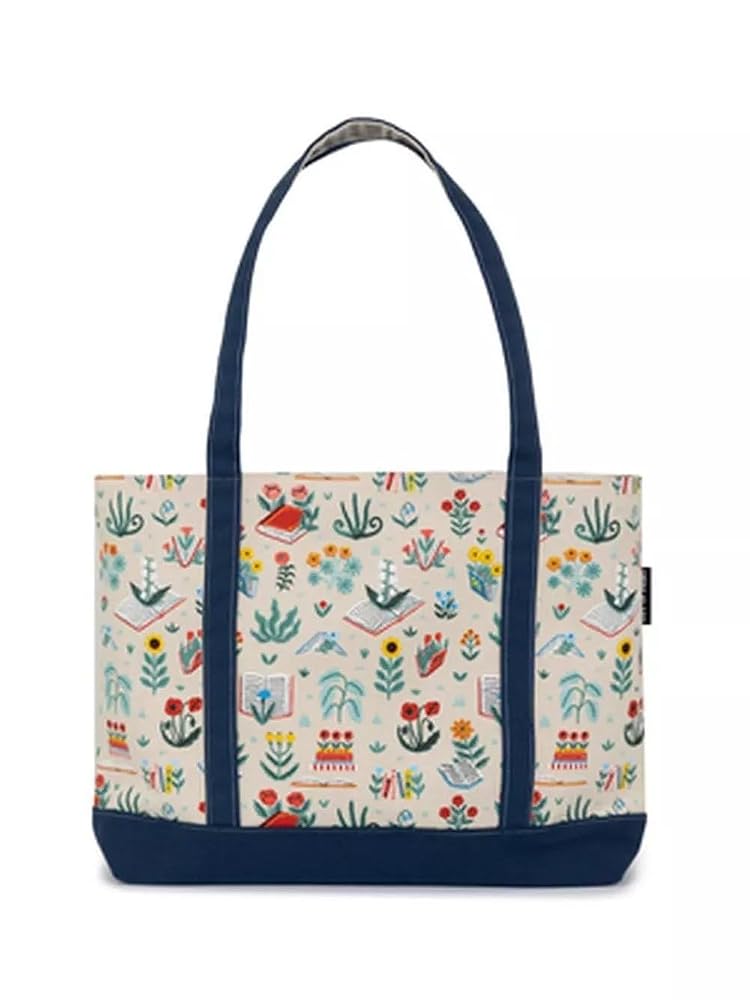 Books & Blooms Large Zippered Tote cover image