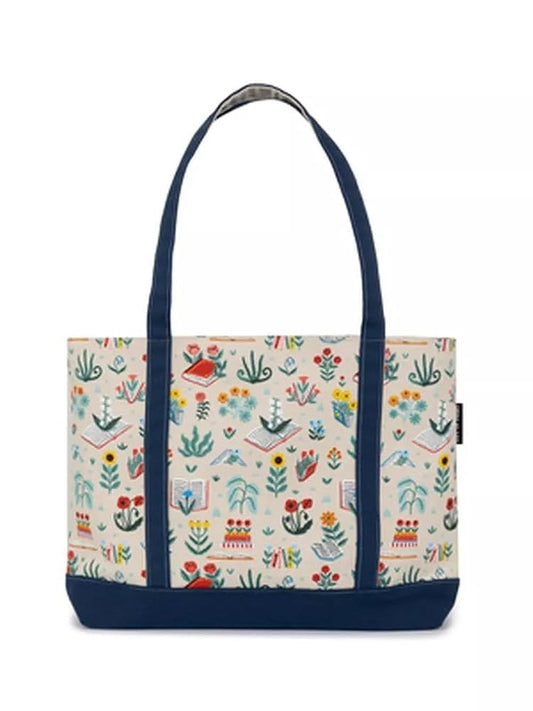 Books & Blooms Large Zippered Tote cover image