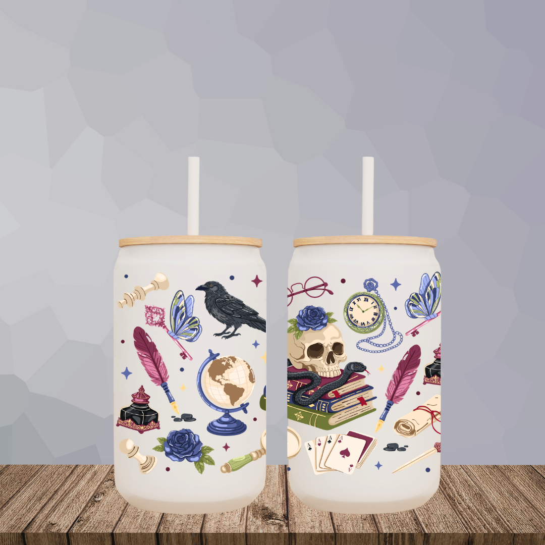 Dark Academia 16oz Glass Can