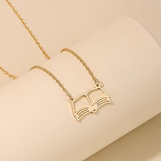 Open Book Pendant Necklace